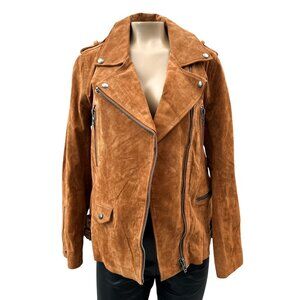 BlankNYC Suede Moto Jacket‎ Alder Brown Adjustable Buckle Zipper Pocket Women S